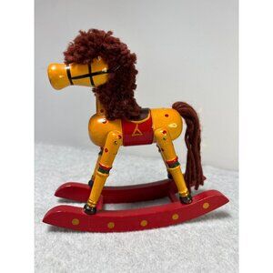 Vintage Wooden Rocking Horse Figurine by Lucie Sable Imports Ltd Taiwan 1980s